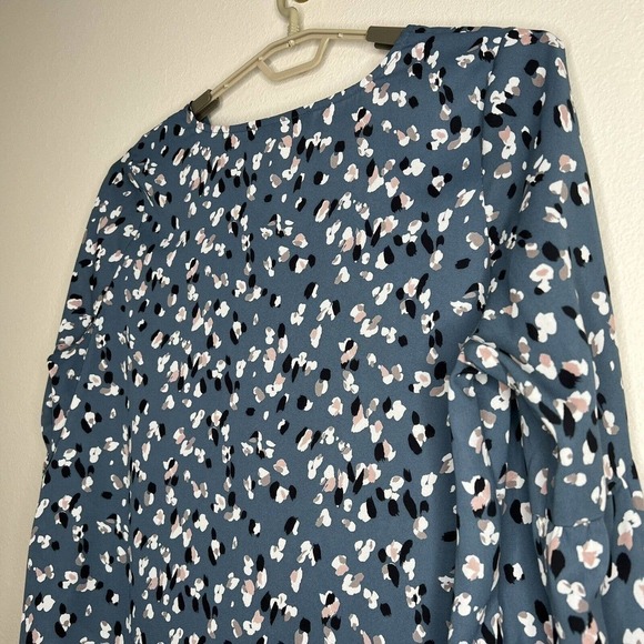 Collective Concepts Plus Size Blue Pink Abstract Leopard Print 3/4 Sleeve Top 2X - Picture 8 of 8